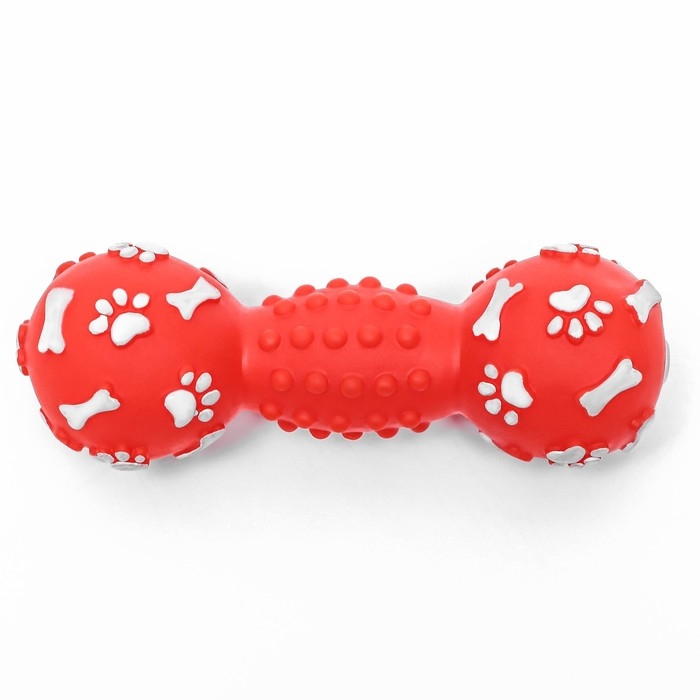 Игрушка пищащая Игрушка пищащая "Новогодняя Гантель", 12,5 см, красная