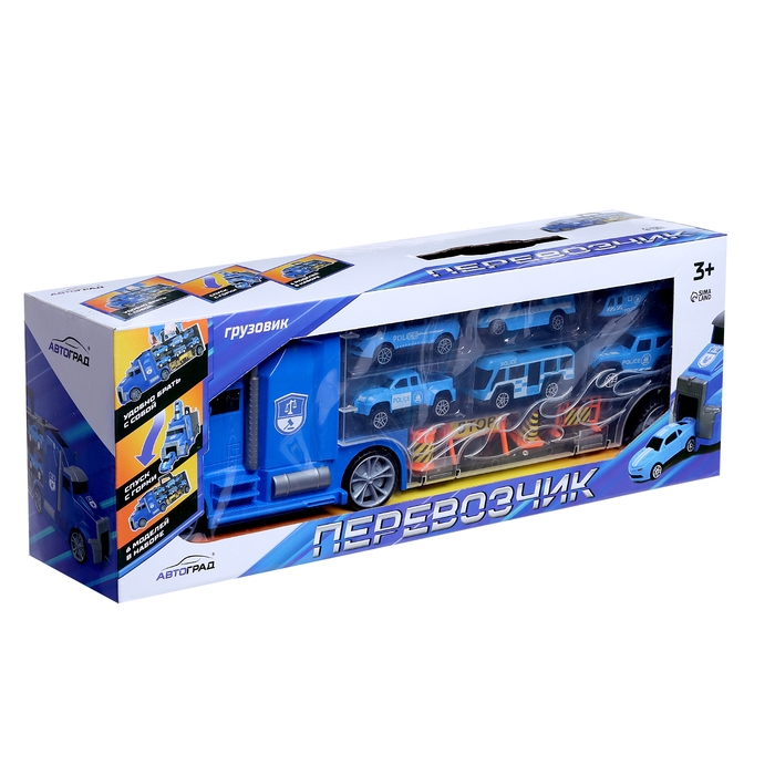 Грузовик &laquo;Перевозчик&raquo;, в комплекте 6 машин и дорожные знаки