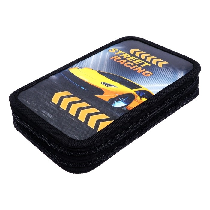 Пенал 2 секции, 125 х 205 х 40 мм, Calligrata 30П26/2 Пенал 2 секции, 125 х 205 х 40 мм, Calligrata 30П26/2 "Тачка racing", ламинированный картон