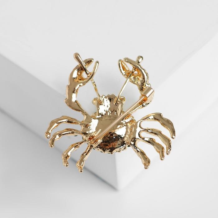 Брошь «Крабик», цвет бело-зелёный в золоте Брошь «Крабик», цвет бело-зелёный в золоте