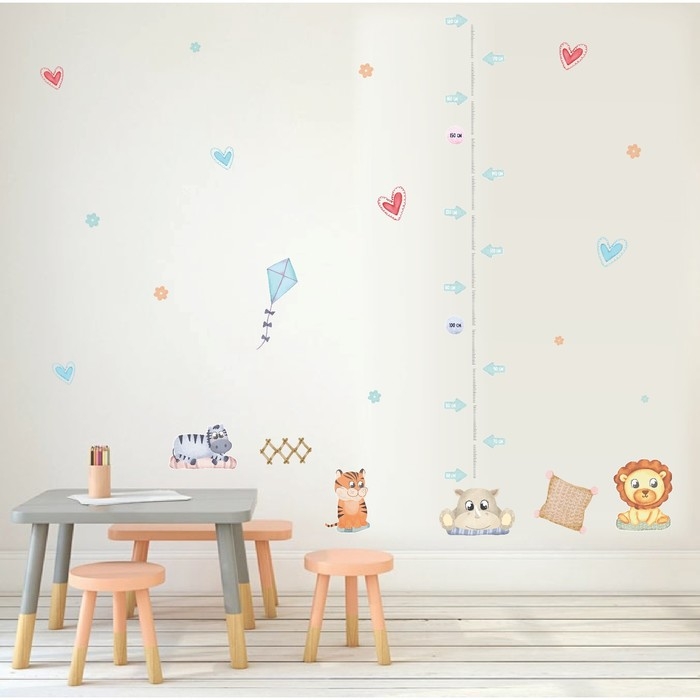 Наклейка интерьерная цветная ростомер  Наклейка интерьерная цветная ростомер "Зверушки. Африка" 50х70 см