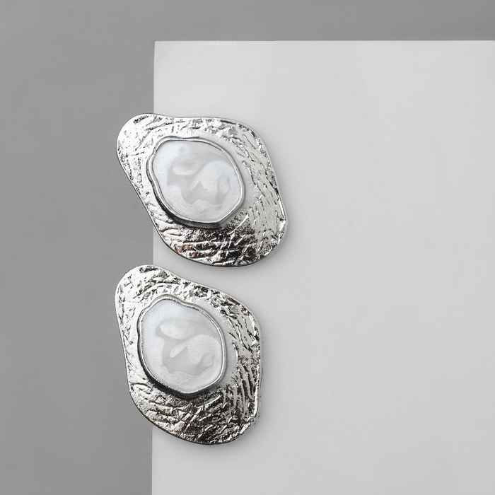 Серьги с жемчугом «Абстракция» богема, цвет серебро Серьги с жемчугом «Абстракция» богема, цвет серебро