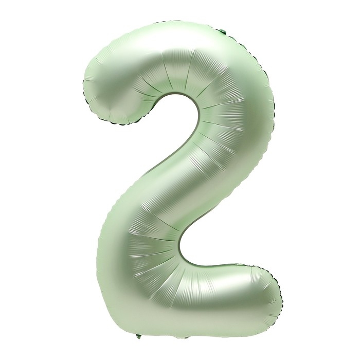 Шар фольгированный 40" &laquo;Цифра 2&raquo;, салатовый металлик