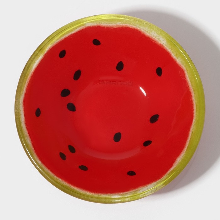 Салатник стеклянный Доляна «Арбуз», 150 мл, 12×2,5 см, цвет красный