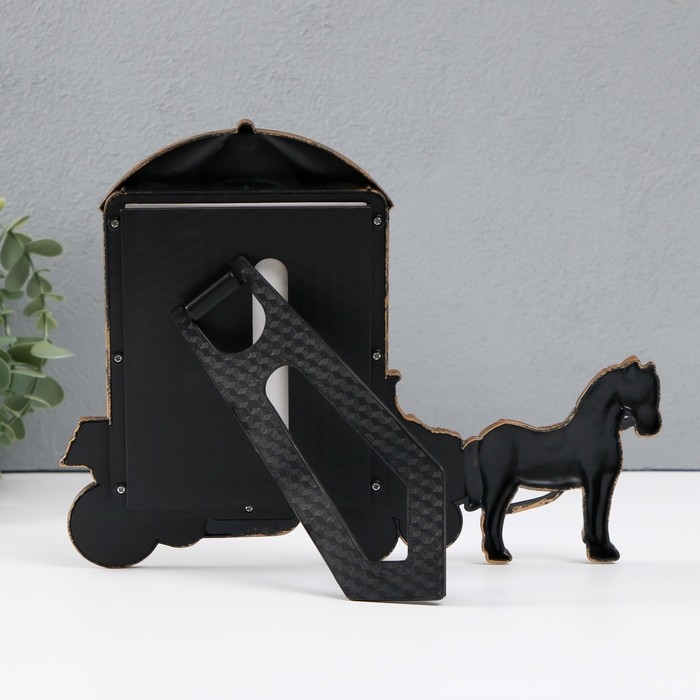 Фоторамка пластик 10х15 см Фоторамка пластик 10х15 см "Повозка с лошадкой" бронза 25,8х2,5х19,8 см