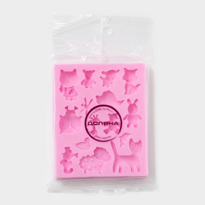 Молд Доляна «Зверята», 9,5×7,5×1 см, цвет розовый Молд Доляна «Зверята», 9,5×7,5×1 см, цвет розовый