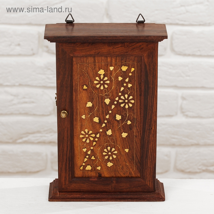 Ключница дерево Ключница дерево "Цветы с сердечками" 6х16х24 см