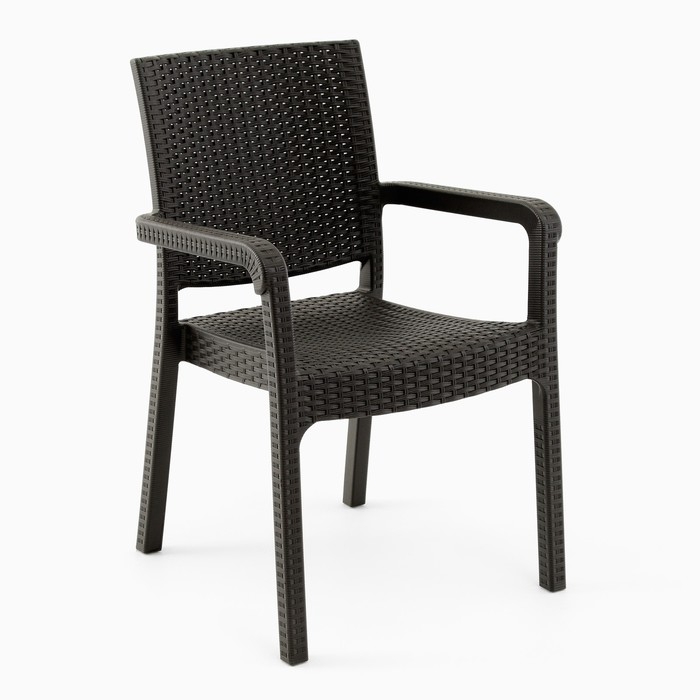 Набор садовой мебели: 2 кресла + стол, коричневый