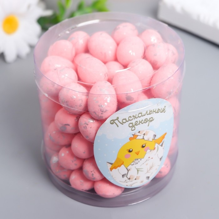 Декор пасхальный Декор пасхальный "Яйцо - серебристая крапинка" набор 100 шт розовый 1,5х1,8 см, 8х8х8 см