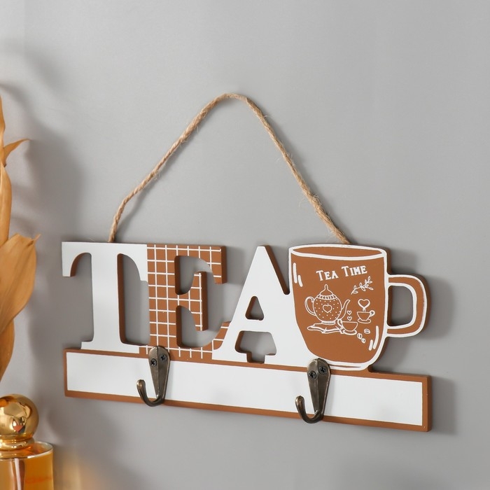 Крючки декоративные дерево Крючки декоративные дерево "Время для чая" 14х9х3,5 см