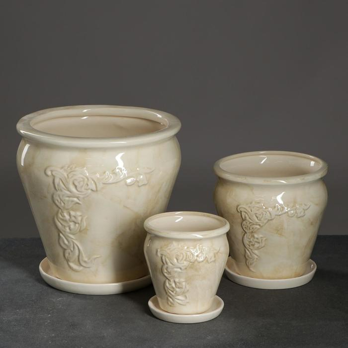 Набор горшков 3шт. Набор горшков 3шт. "Лоза" белый: 10л, 3,5л, 1,7л