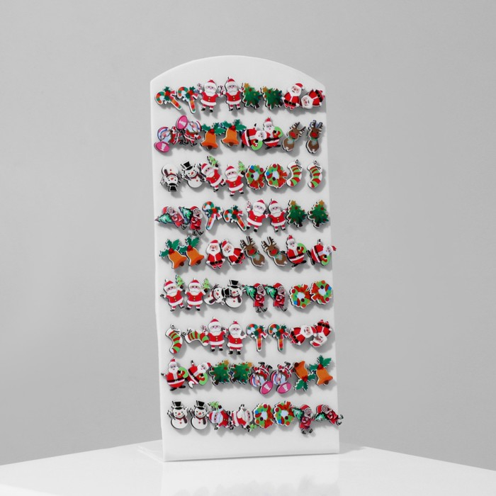 Пусеты 36 пар «Новогодние» ассорти, цветные