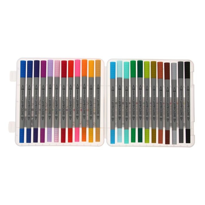 Набор художественных маркеров 24 цвета SKETCH&ART, пигментные чернила на водной основе, в пластиковом пенале Набор художественных маркеров 24 цвета SKETCH&ART, пигментные чернила на водной основе, в пластиковом пенале