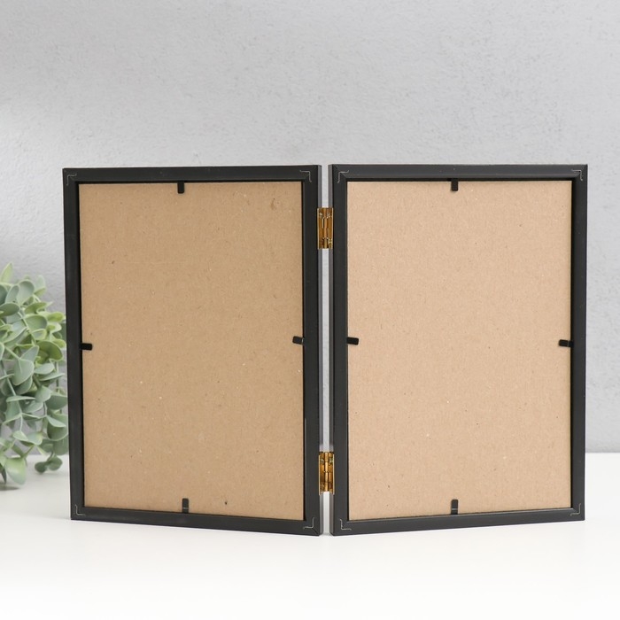 Фоторамка пластик 15х21 см, двойная вертикальная, черный Фоторамка пластик 15х21 см, двойная вертикальная, черный