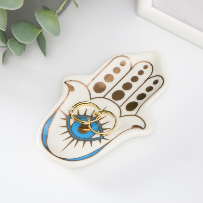 Сувенир керамика подставка под кольца Сувенир керамика подставка под кольца "Рука Фатимы" 8х11,8х1,6 см