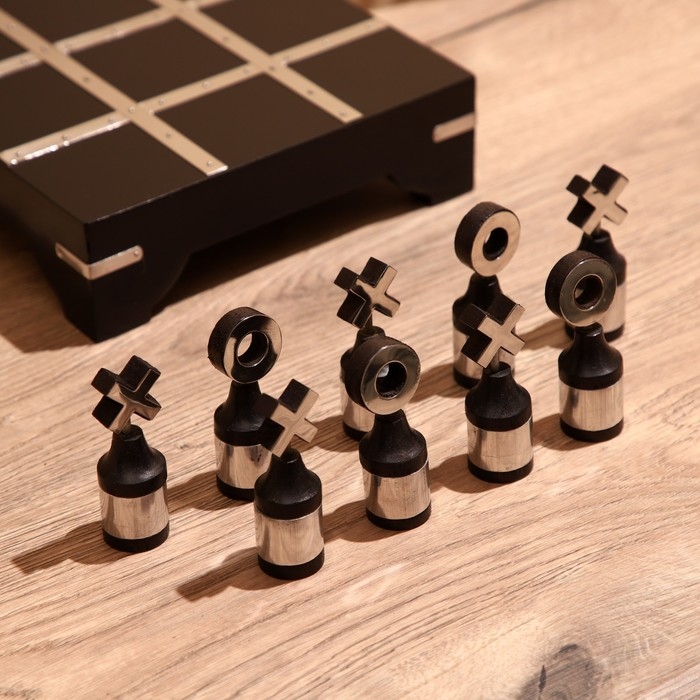 Игра настольная  Игра настольная "Крестики-нолики" 20х20 см, манговое дерево, сталь