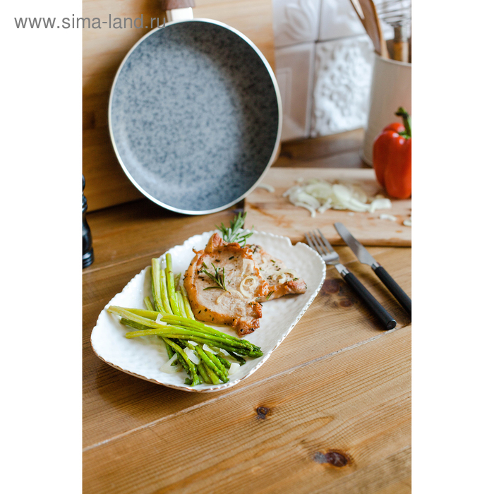 Блюдо керамическое «Жемчуг», 28×18 см, цвет белый Блюдо керамическое «Жемчуг», 28×18 см, цвет белый