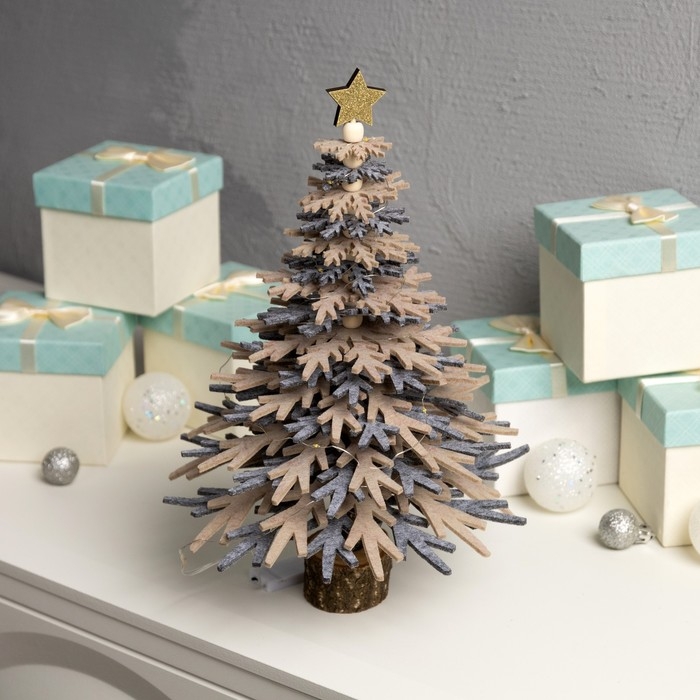 Набор для творчества «Ёлка серая» 18 × 36 × 18 см, дерево, текстиль, батарейки CR2032х2 (в комплекте), свечение тёплое белое Набор для творчества «Ёлка серая» 18 × 36 × 18 см, дерево, текстиль, батарейки CR2032х2 (в комплекте), свечение тёплое белое