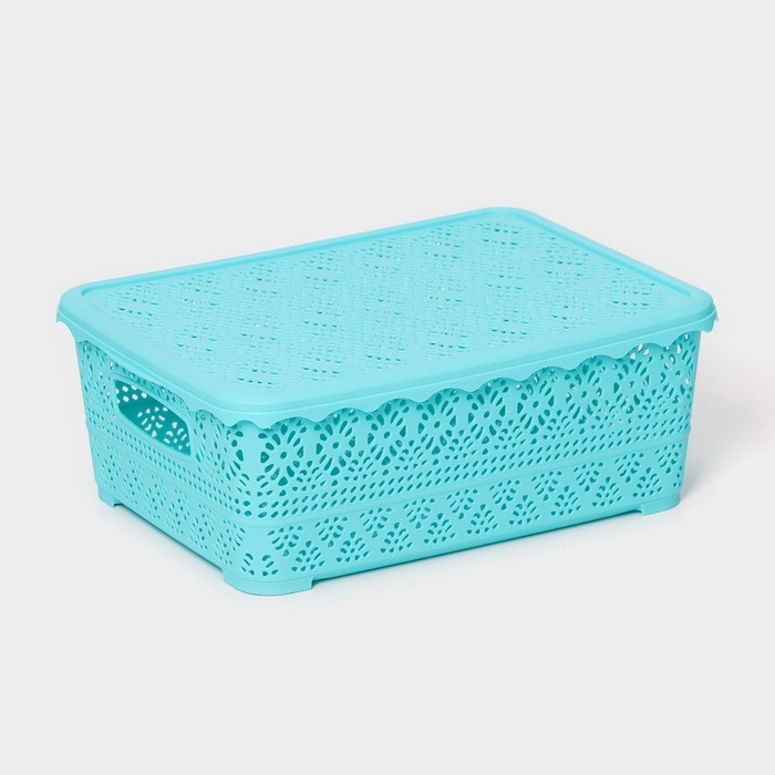 Контейнер для хранения с крышкой «Ажур», пластик, 35×27×12 см, цвет МИКС Контейнер для хранения с крышкой «Ажур», пластик, 35×27×12 см, цвет МИКС