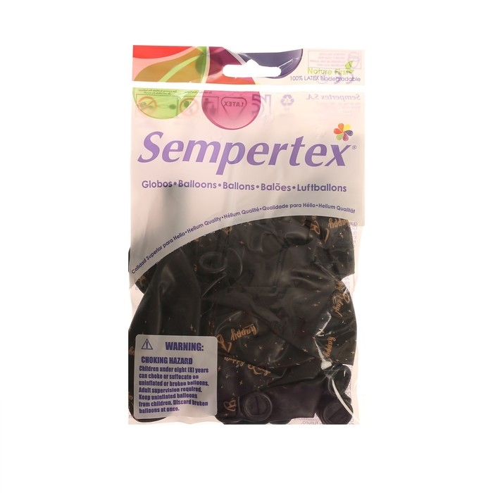 Воздушный шар латексный 12 Воздушный шар латексный 12" HBD, пастель, цвет чёрный, 15 шт.