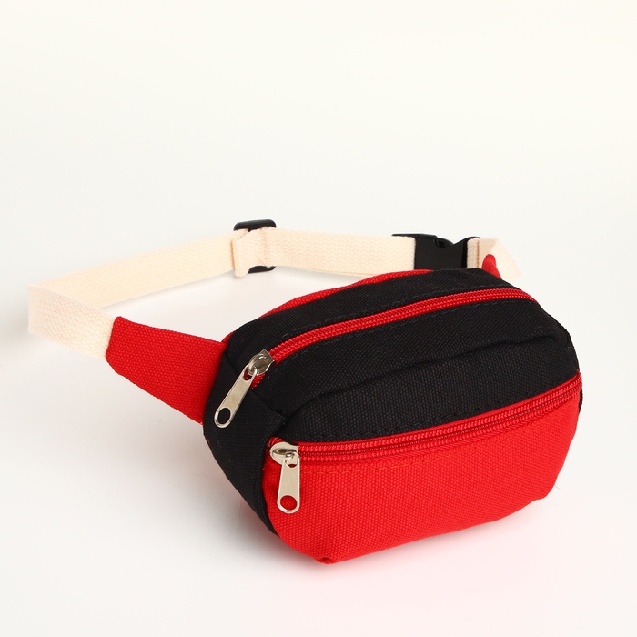Сумка детская поясная на молнии, наружный карман, цвет красный/чёрный Сумка детская поясная на молнии, наружный карман, цвет красный/чёрный