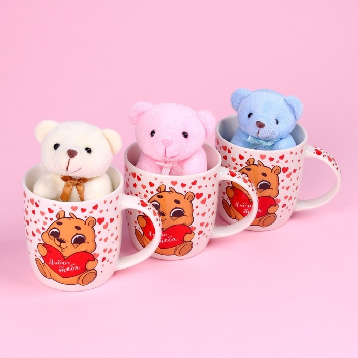 Набор «Люблю тебя», игрушка в кружке, мишка, цвет МИКС Набор «Люблю тебя», игрушка в кружке, мишка, цвет МИКС