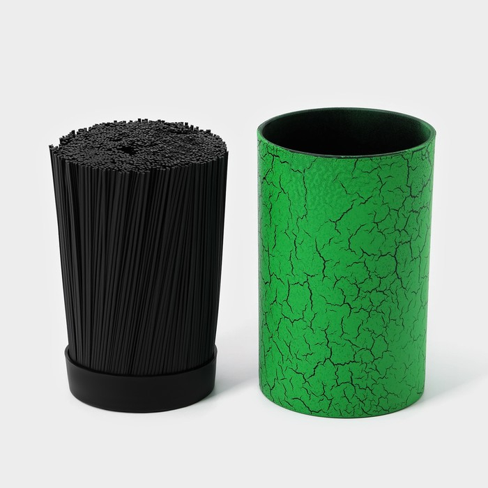 Подставка для ножей с наполнителем Доляна «Кракле», 14×9 см, soft-touch, цвет зелёный