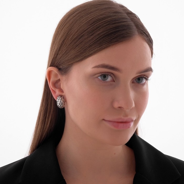 Клипсы «Грейс» лепестки, цвет чернёное серебро Клипсы «Грейс» лепестки, цвет чернёное серебро