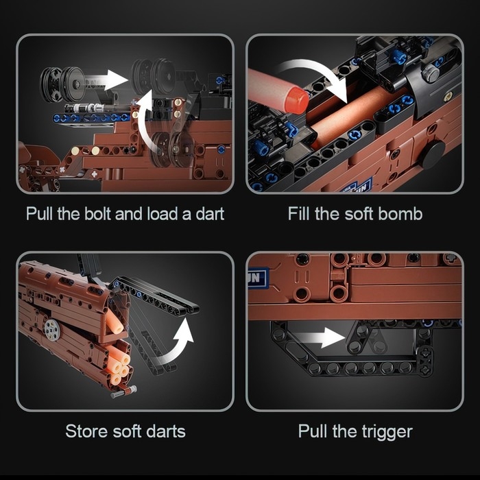 Конструктор техно «Винтовка с прицелом», стреляет, 6 пуль в комплекте, 653 детали Конструктор техно «Винтовка с прицелом», стреляет, 6 пуль в комплекте, 653 детали