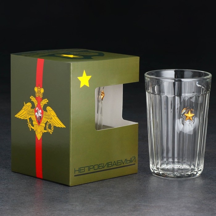 Стакан Стакан "Непробиваемый. Мл. Лейтенант", военный, граненый, 250 мл