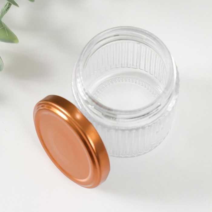 Банка для свечей стекло с крышкой Банка для свечей стекло с крышкой "Вертикальные полоски" прозрачная 150 мл 6,5х6,5х6,5 см