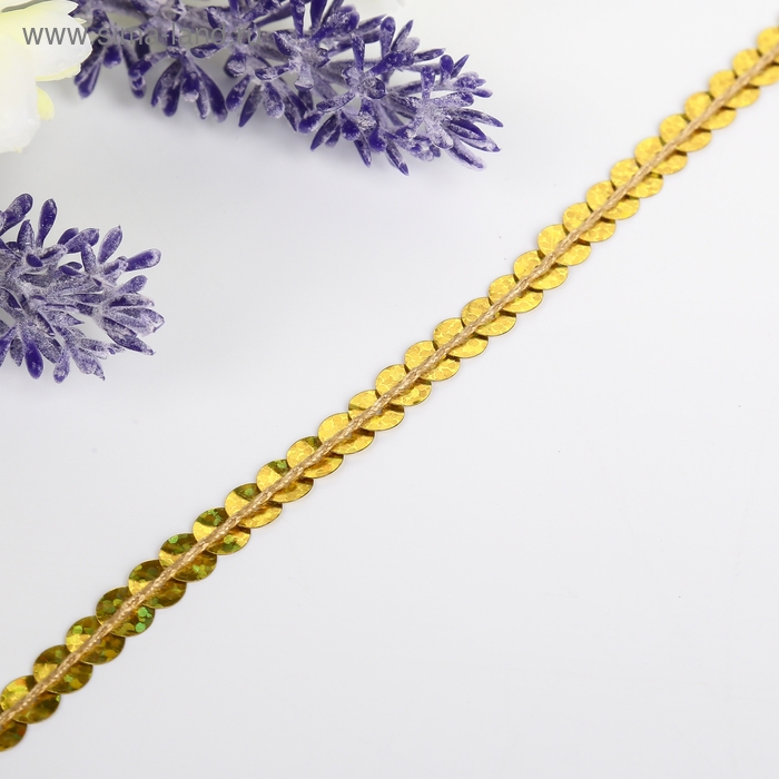 Нить из пайеток голографическая Нить из пайеток голографическая "Золото" намотка 5 метров