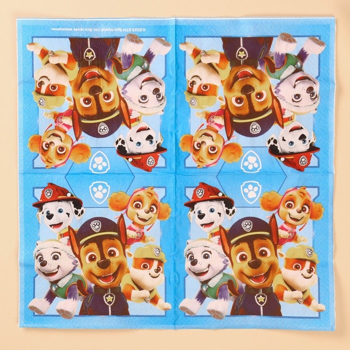 Салфетки бумажные, 33х33 см, 20 штук, 3-х слойные, Щенячий патруль Салфетки бумажные, 33х33 см, 20 штук, 3-х слойные, Щенячий патруль
