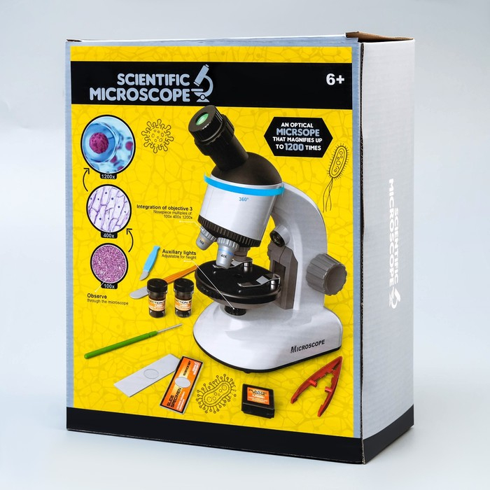 Микроскоп Микроскоп "Юный ученый" кратность до х1200, желтый, подсветка