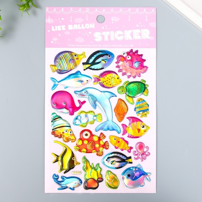 Наклейка пластик голография с металлическим отливом Наклейка пластик голография с металлическим отливом "Подводный мир" 9,5х27 см