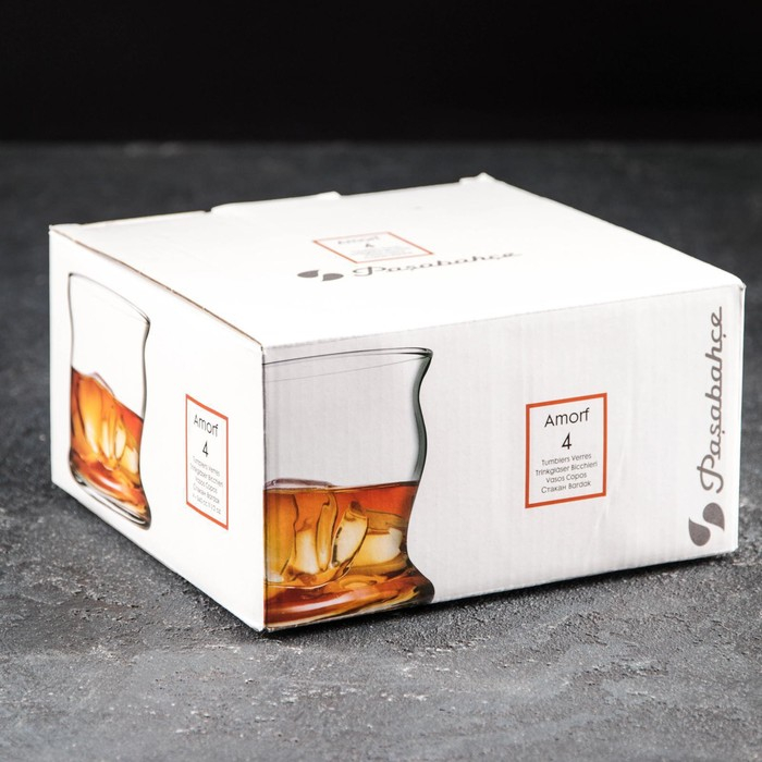 Набор низких стеклянных стаканов Amorf, 340 мл, 4 шт Набор низких стеклянных стаканов Amorf, 340 мл, 4 шт