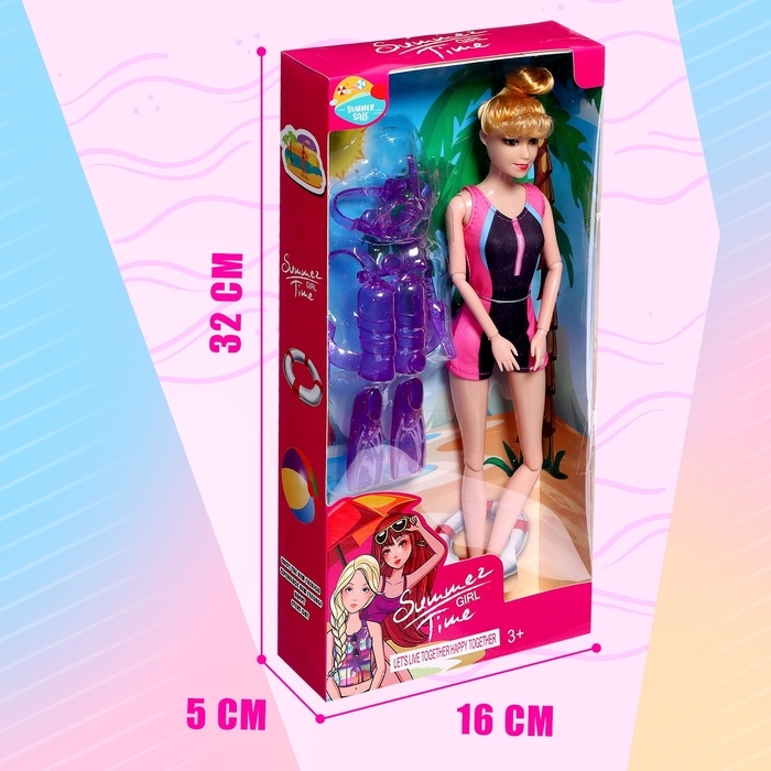 Кукла-модель шарнирная «Ксения аквалангист» с аксессуарами Кукла-модель шарнирная «Ксения аквалангист» с аксессуарами