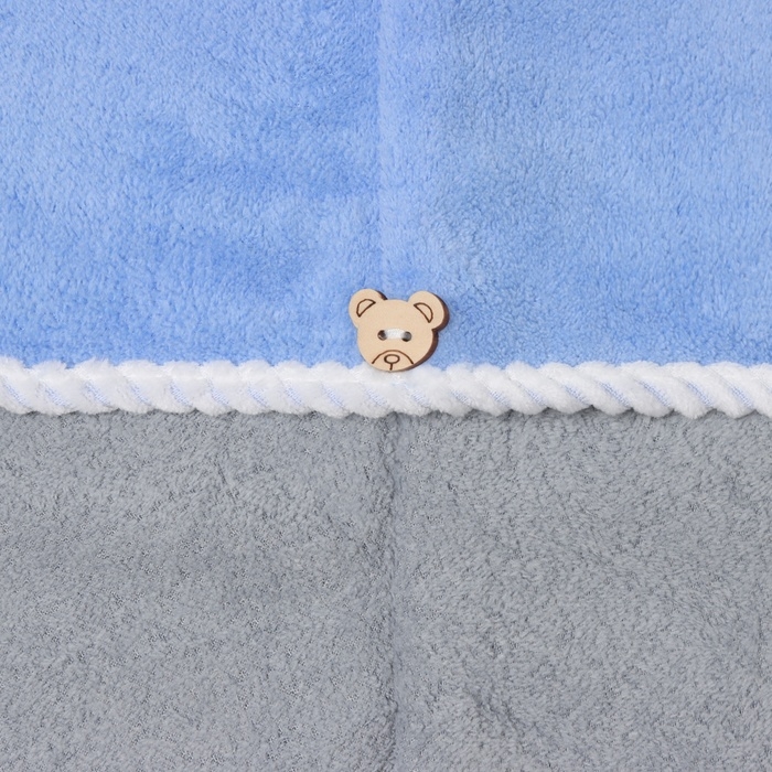 Чалма для сушки волос Этель, цв. голубой/серый, 25*60 см, 100% п/э Чалма для сушки волос Этель, цв. голубой/серый, 25*60 см, 100% п/э