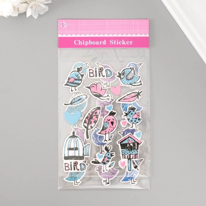 Наклейки для творчества Наклейки для творчества "Птички" набор 2 листа 22х12,5 см