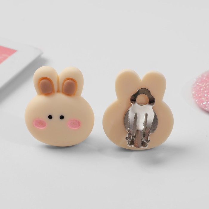 Клипсы детские «Выбражулька» зайчик пухлячок, цвет коричневый Клипсы детские «Выбражулька» зайчик пухлячок, цвет коричневый