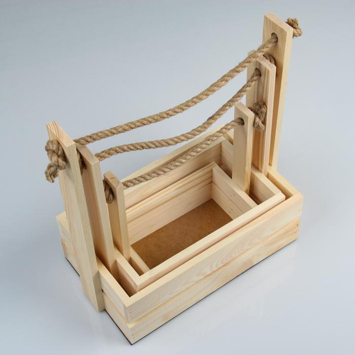 Набор кашпо деревянных 3 в 1 (30.5×18.5×35; 25.5×15×30; 20×12×23)  Набор кашпо деревянных 3 в 1 (30.5×18.5×35; 25.5×15×30; 20×12×23) "Аром", натуральная сосна