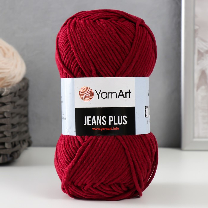 Пряжа  Пряжа "Jeans plus" 55% хлопок, 45% акрил 160м/100гр (66 бордо)