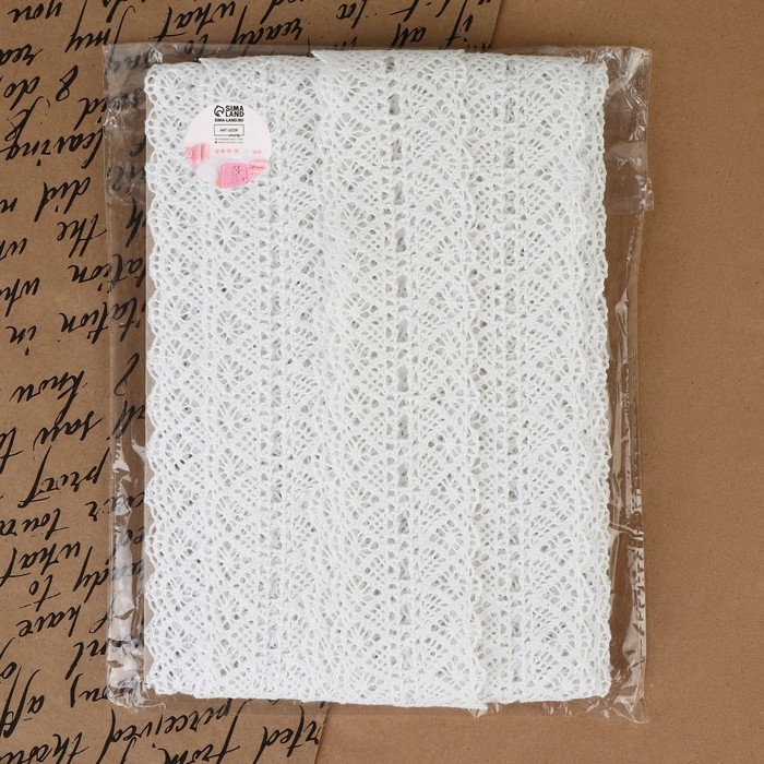 Кружево вязаное, 45 мм × 10 ± 1 м, цвет белый Кружево вязаное, 45 мм × 10 ± 1 м, цвет белый