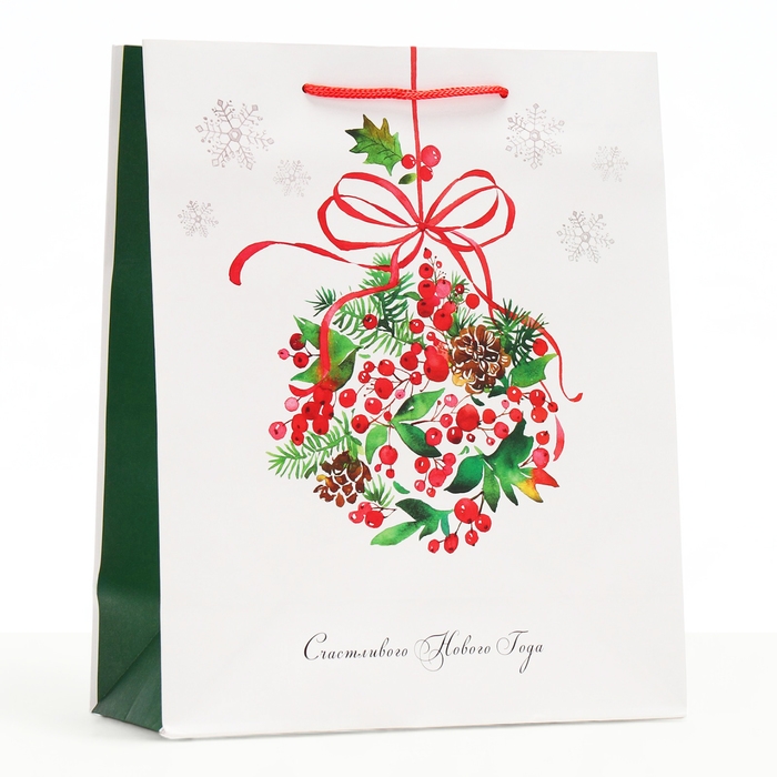 Новый год. Пакет подарочный Новый год. Пакет подарочный "Ягоды", 26 х 32 х 12 см.