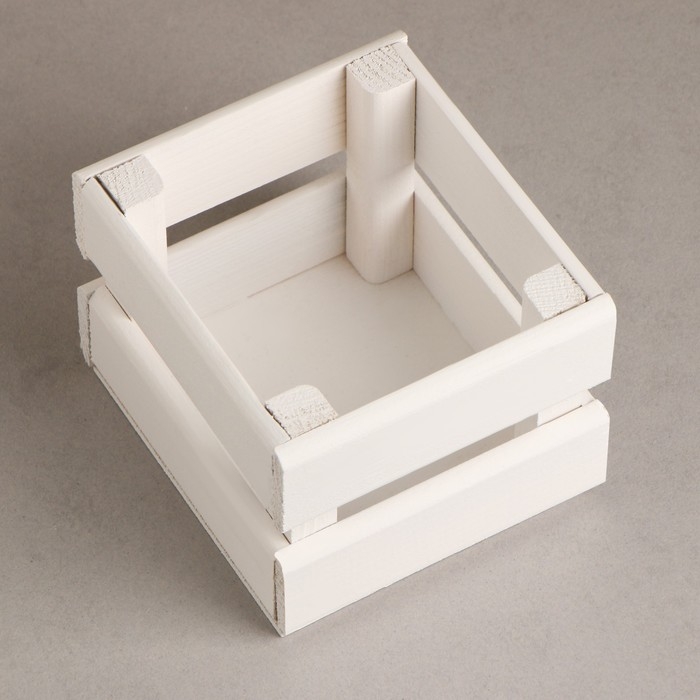 Кашпо деревянное 12×11×9 см  Кашпо деревянное 12×11×9 см "Однушка Лайт", двухреечное, белый Дарим Красиво