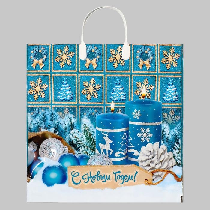Новый год. Пакет Новый год. Пакет "Бирюза", полиэтиленовый с пластиковой ручкой, 38х35 см.