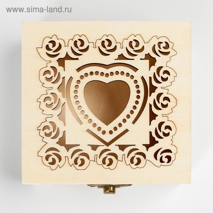 Шкатулка дерево под роспись  Шкатулка дерево под роспись "Сердце и розы" 5х10х10 см