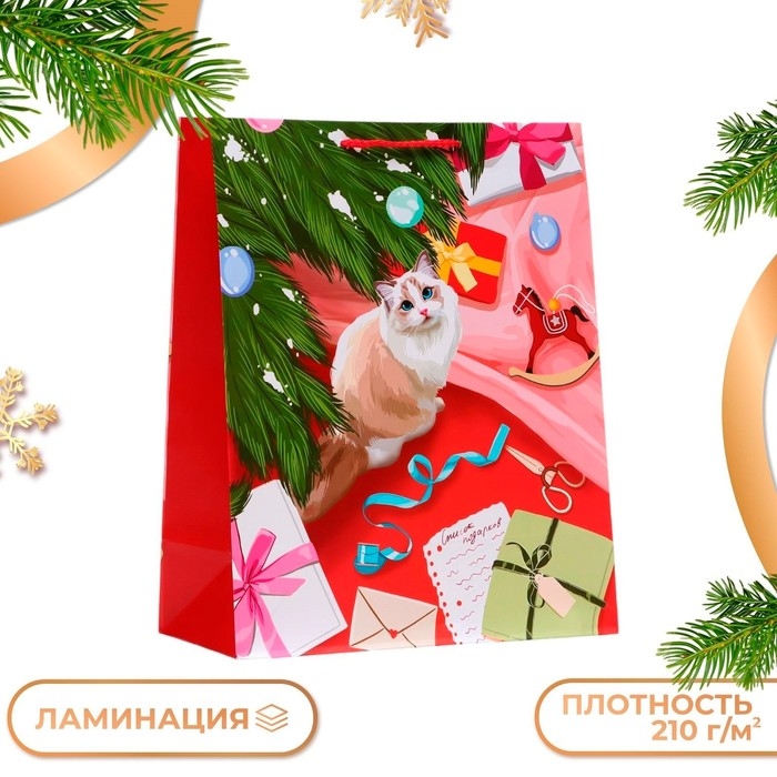 Новый год. Пакет подарочный Новый год. Пакет подарочный "Кошечка", 26 х 32 х 12 см.