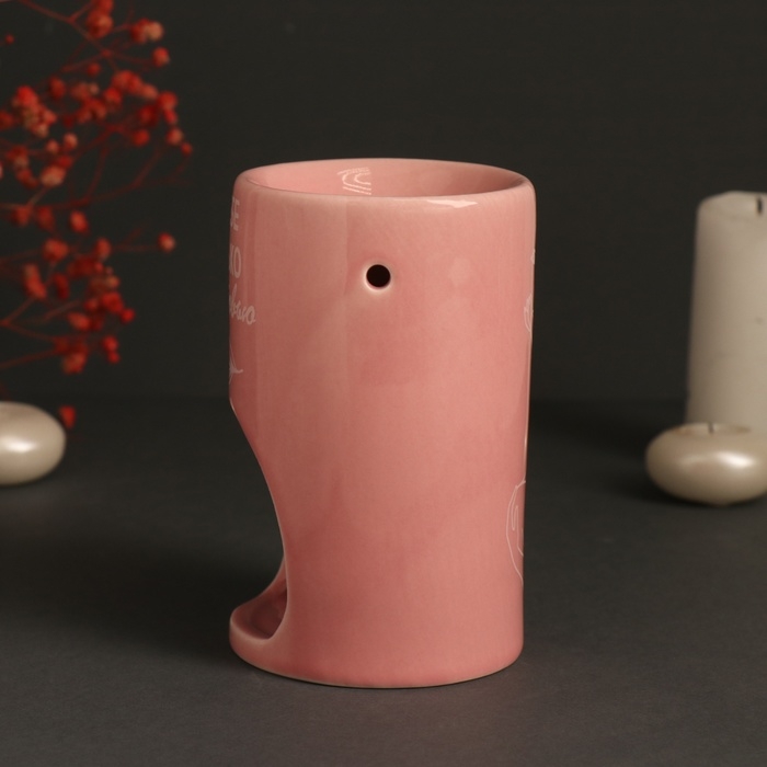 Аромалампа керамика Аромалампа керамика "К себе только с любовью" нежно-розовая 7,2х7,2х11,6 см