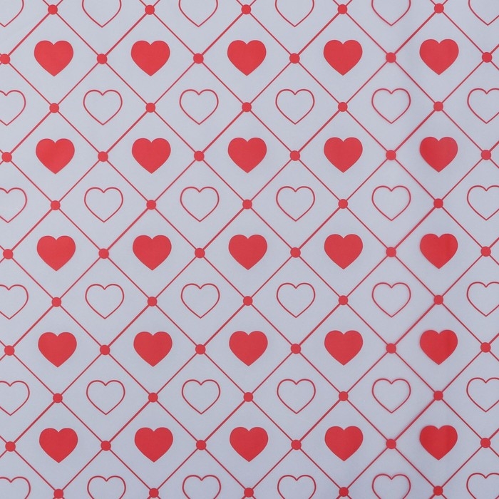 Пленка матовая прозрачная "Сердца", 58 см x 10 м, красный